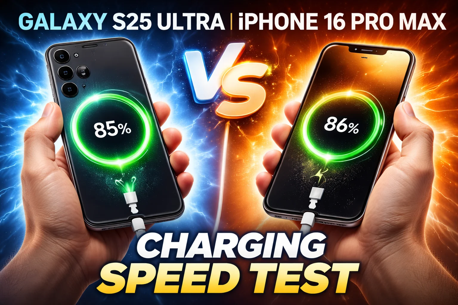 Samsung Galaxy S25 Ultra vs iPhone 16 Pro Max Charging Speed Test