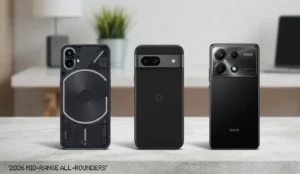 Nothing 2a, Pixel 8a, POCO F6 side by side.