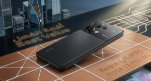 The Redmi Note 13 Pro 4G in Midnight Black featuring its authentic deco-less 200MP dual-ring camera design